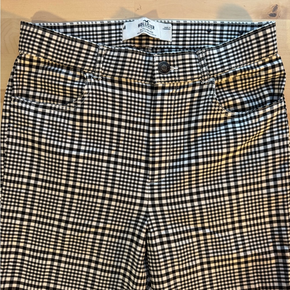 Hollister Black & White Gingham Boot Cut Pants